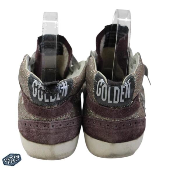Golden Goose Women’s Mid Star Sneaker in Multi Glitter & Grey Patent Star - Picture 14 of 16